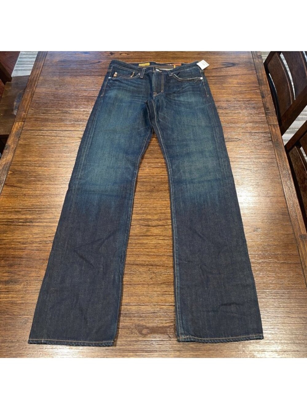 AG Protege Straight Leg Jean 32x35 Medium Dark Faded Distressed Stretch Classic
